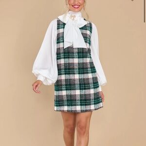 Aura Green and White Plaid Dress